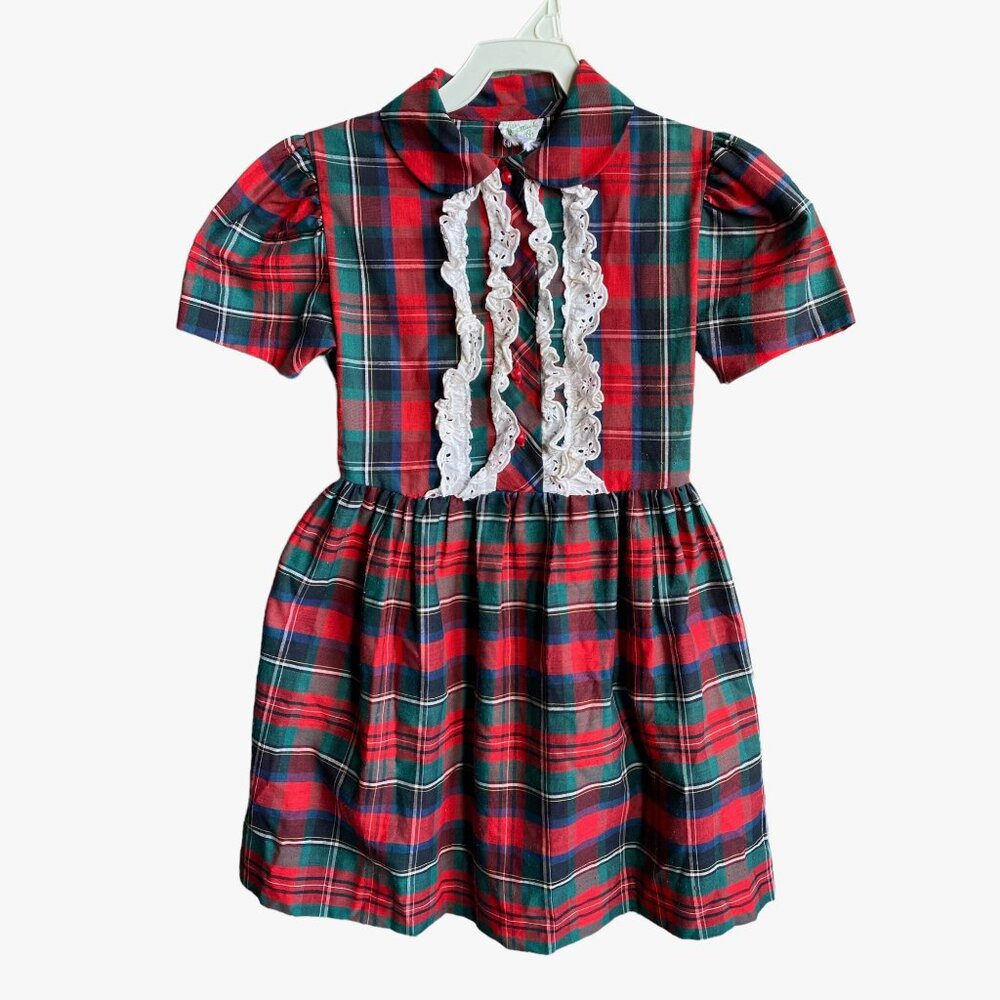 Vintage Girls Irving Mack Holiday Plaid Dress